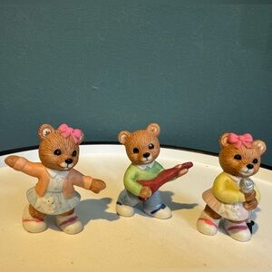 Vintage Homco Bear Figurine Set Of 3 Sock hop 50’s #1421